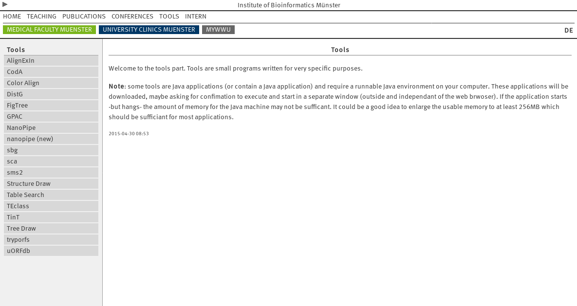 Institute of Bioinformatics WWU Münster