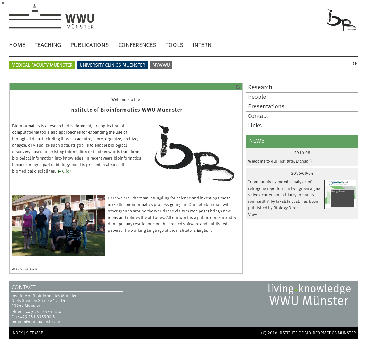 Institute of Bioinformatics WWU Münster